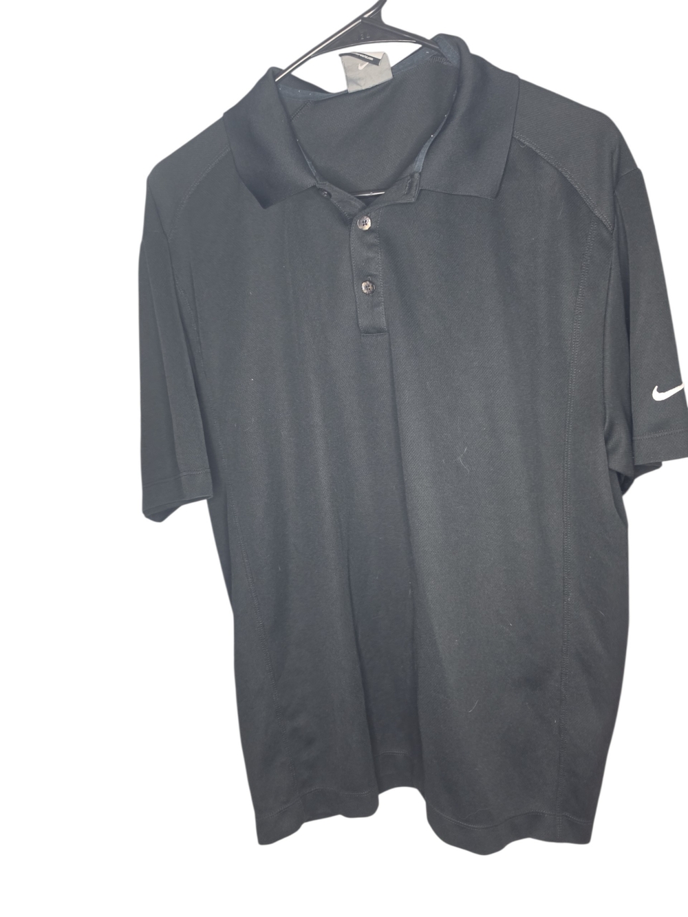 Nike Black Short-Sleeve Polo with Sleeve Swoosh Mens Size L